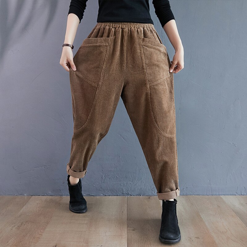 Herfst Winter Vrouwen Sport Broek Losse Fleece Harem Sweatpant Running Jogger Fitness Gym Athletic Casual Broek Broek Activewear: dark brown / XXL