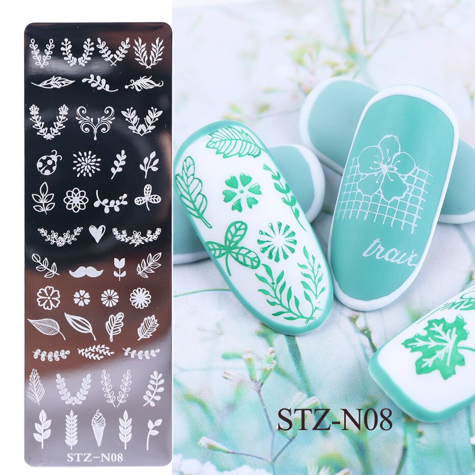 1pcs Nail Stamping Plates Flower Leaf Geometry snowflake Animals Image Stamp Templates Dreamcatch Manicure Print Stencil Tools: NP18