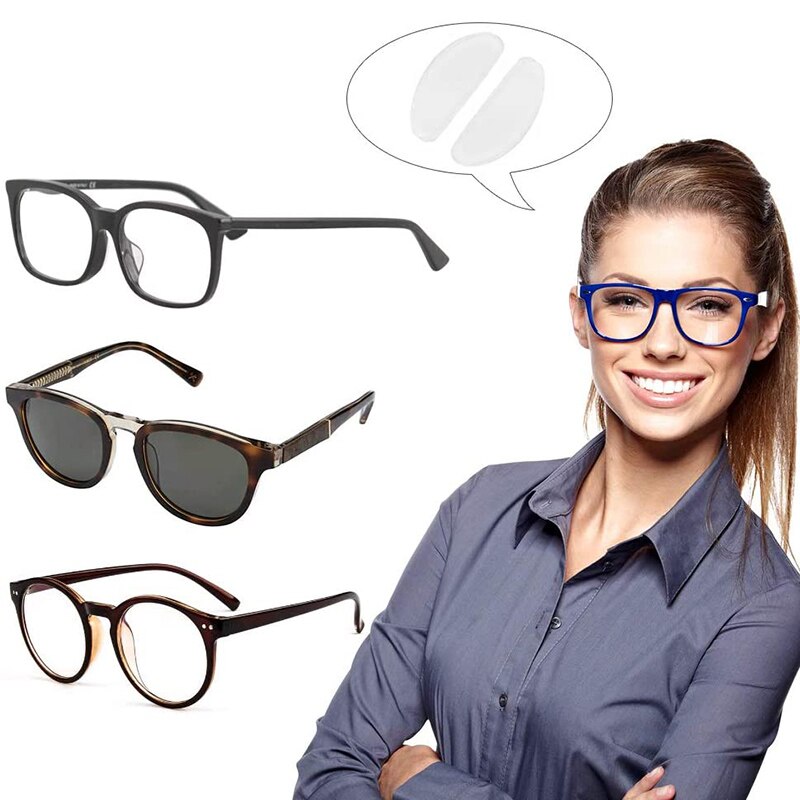 10 Pair Glasses Nose Pads Adhesive Silicone Nose Pads Non-slip White Thin Nosepads for Glasses Eyeglasses Sunglasses