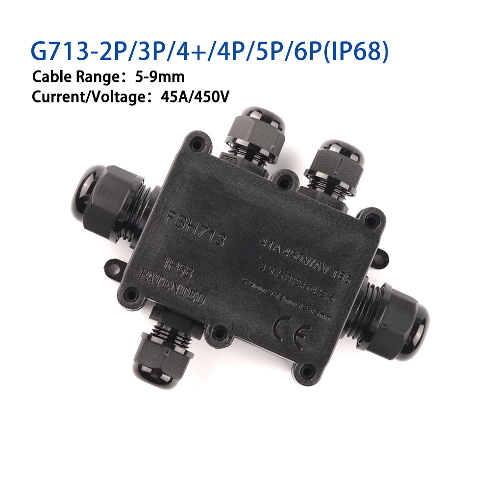 2/3/4/5/6 Way IP68 45A/450V Outdoor Waterproof Cable Connector Junction Box With Terminal for Electrical Wiring Accessories