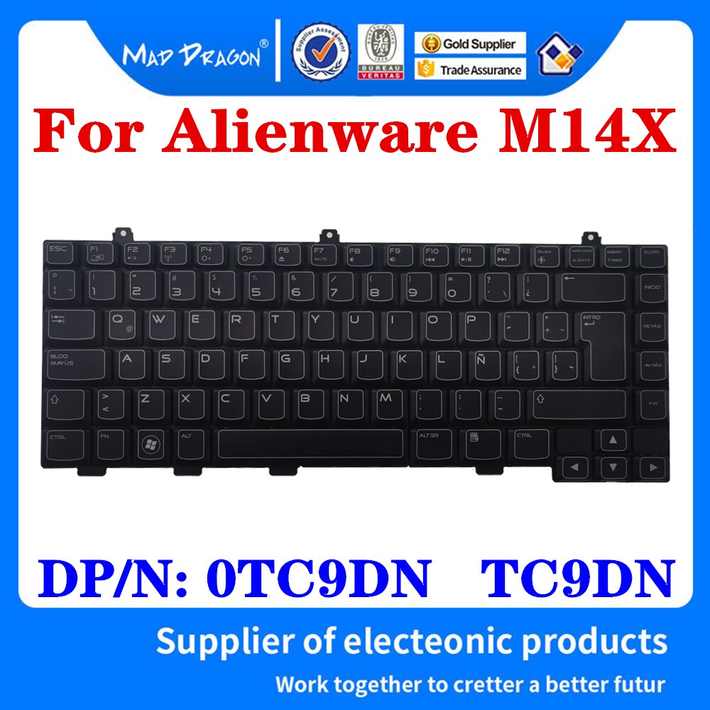 Originele Uk Keyboard Voor Dell Alienware M14X Laptop Uk Backlit Toetsenbord Dp/N: 0TC9DN TC9DN PK130G81A13
