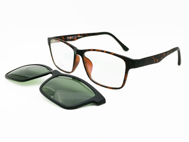 010 ULTEM rectangle optical myopia Hyperopia eyeglasses frame with megnatic clip on removable polarized sunglasses for men