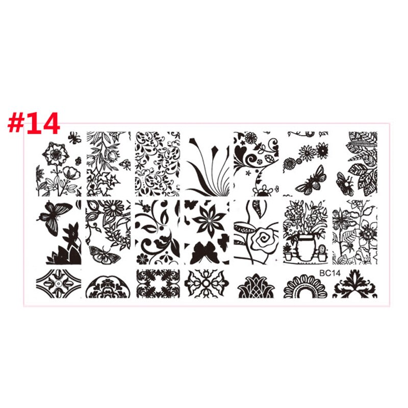 12*6cm Nail art Vorlagen Stanzen Platte Spitze serie Schmetterlinge/Blumen/Pflanzen Muster Transfer Druck vorlage: MPBC14