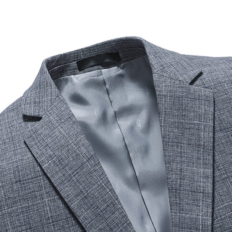 Mannen Grijs Pak Jacket Notched Revers Twee Knoppen Single Breasted Mens Plaid Grijs Pak Jas Smart Casual