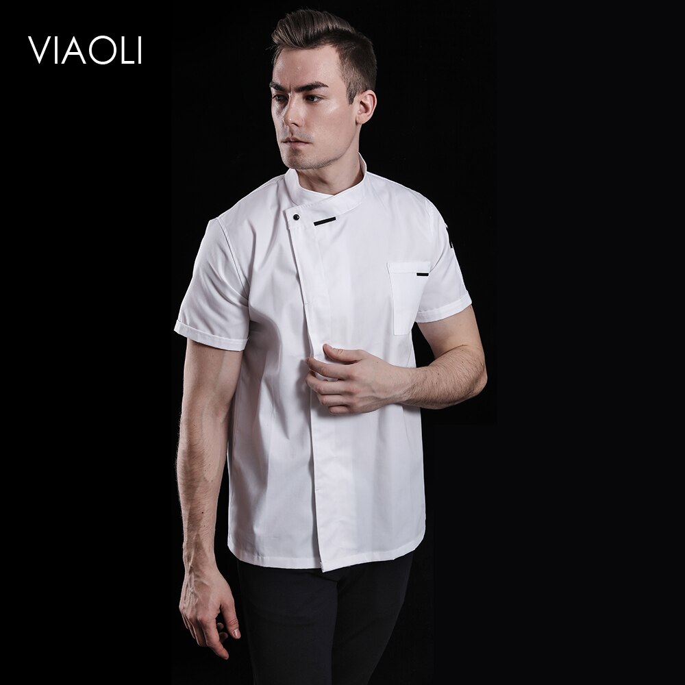 breathable short-sleeved chef uniform unisex chef cooking jacket Coffee shop waiter working uniform