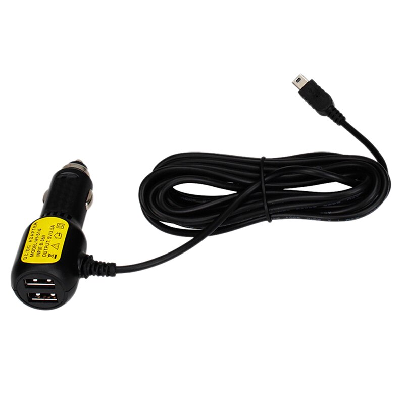 mini USB Car Charger with 2 USB Port for Car DVR Camera GPS 3.5meter 5V 3.5A Curved