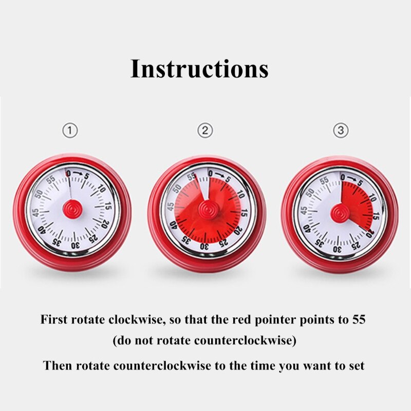 Mechanical Visual Timer Small Magnetic Kitchen Countdown Timer with Loud Alarm for Kids and Adults Baking Cooking