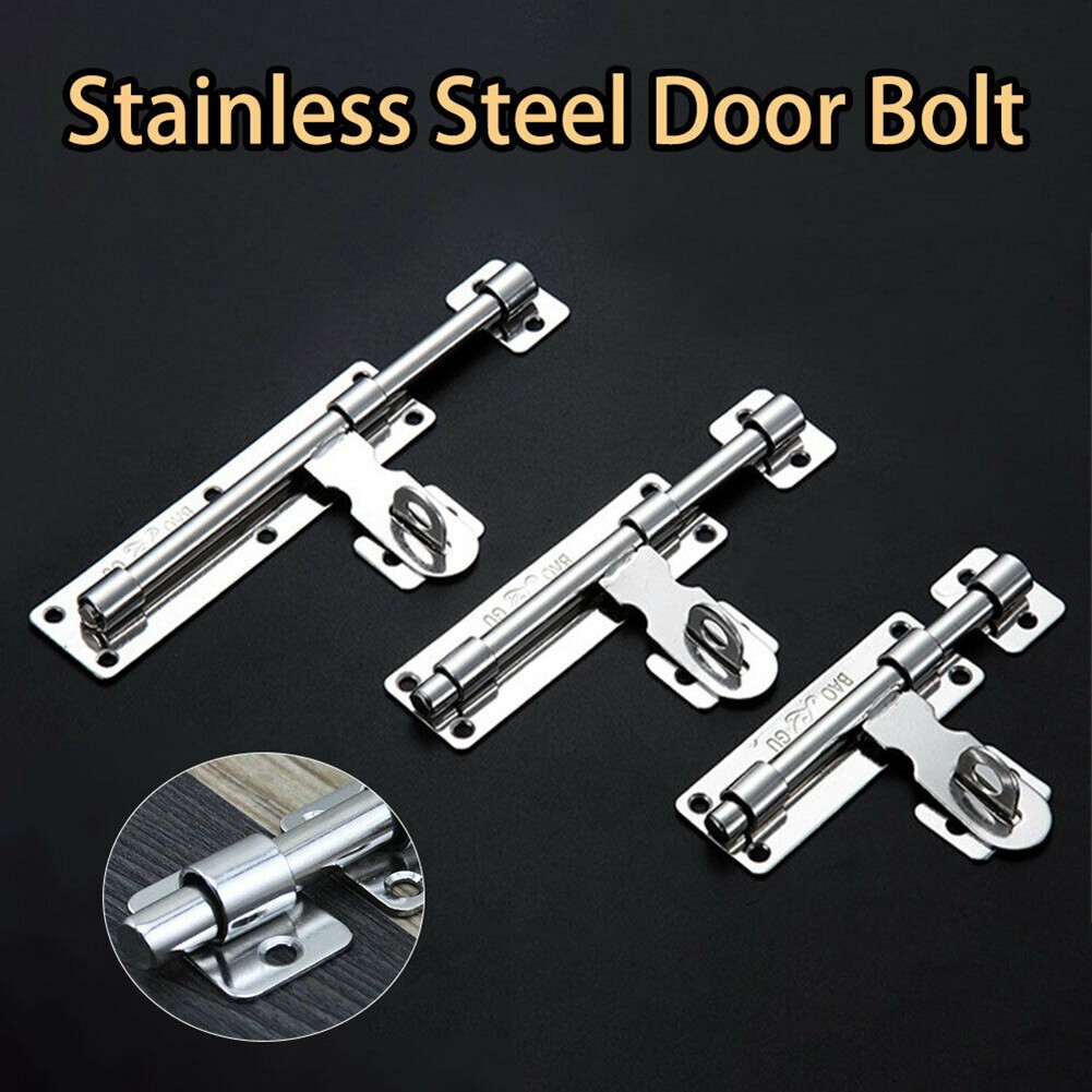 1PC Brushed Stainless Steel Slide Bolt Lock Gate Latch For Gates Fences Garage Shed Doors For Closing Mechanism Hardware
