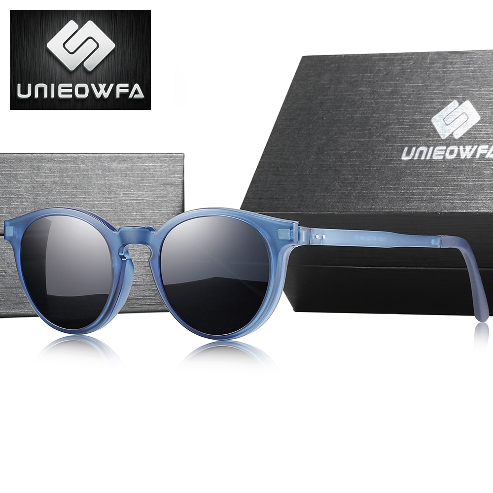 Polarized Magnet Clip On Glasses Frame Women Round Retro Prescription Frame Eyeglasses Men Optical Myopia Frame Blue Sunglasses