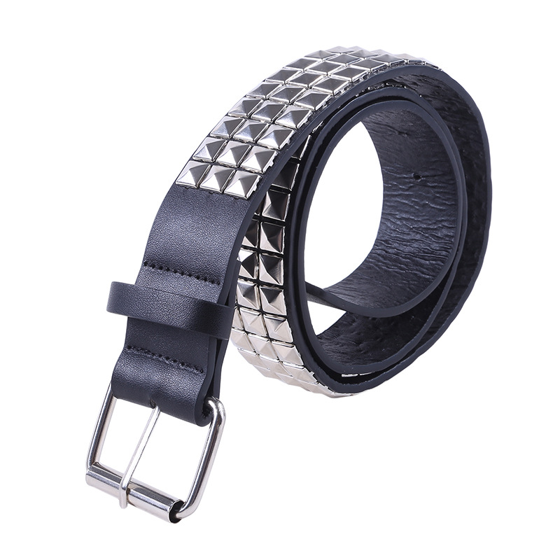Glanzende Piramide Mode Klinknagel Riem Heren & Dames Studs Riem Punkrock Met Pin Gesp Zwarte Mode Strass Klinknagels Cinturón: Zilver