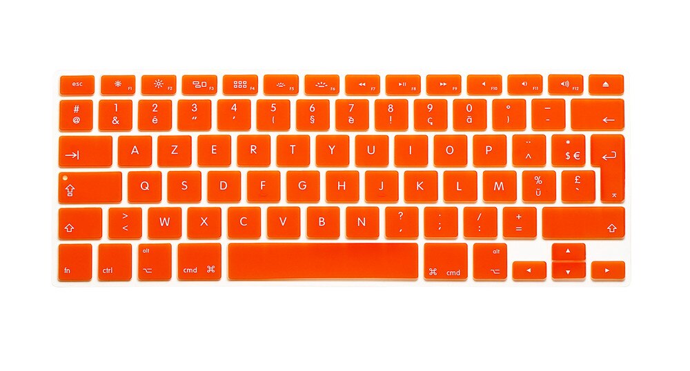 Rygou ranskalainen uk/eu clavier azerty silikoninäppäimistön kuori macbook prolle 13 " 15 " 17 " air 13 tuuman suojakalvo näppäimistölle: Oranssi
