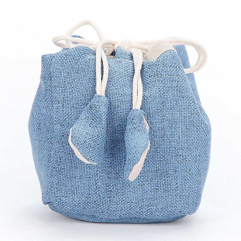 Borsa da tè in cotone e lino borsa da teiera semplice borsa da viaggio portatile impostato da tè borsa da tè accessori per la casa LC655: leggero blu