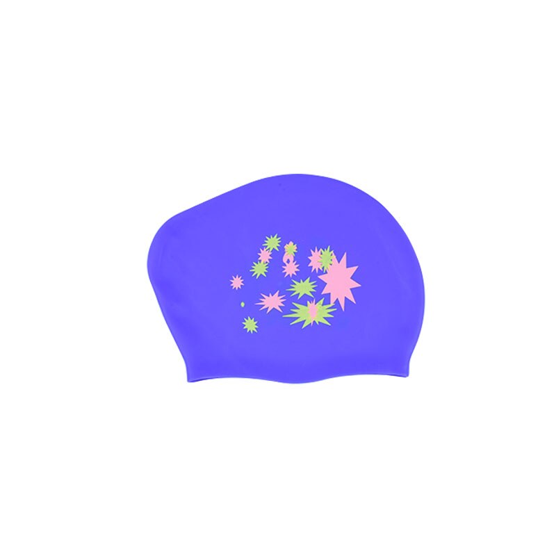 Badmuts Vrouwen Lang Haar Grote Siliconen Waterdichte Leuke Zwemmen Hoed Voor Dame Met Oor Cup Bescherming Elastische Zwemmen Caps: Blue