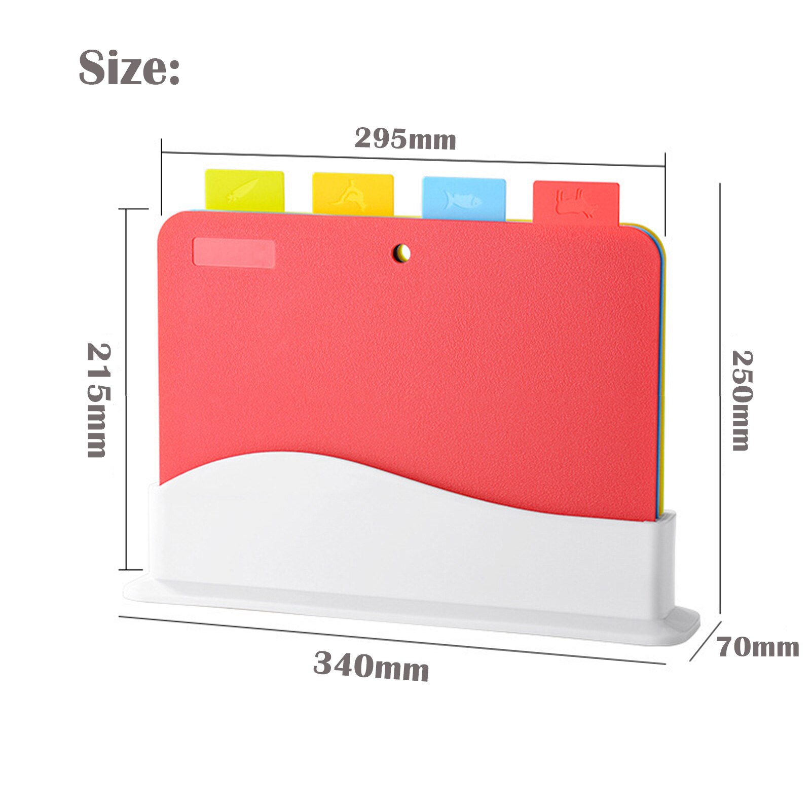 Chopping Board Set 4 PCS Index Colour Coded Plastic Cutting Boards with Storage Stand, Non Slip Cutting Board Sets
