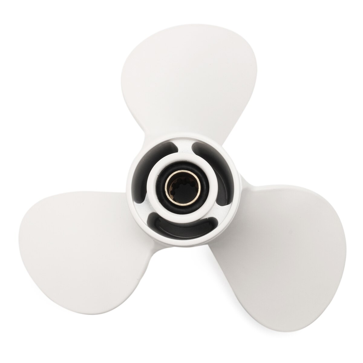 Båd påhængsmotor propeller 20-30h til yamaha 9 7/8 x 10 1/2 f aluminium 8 spline tænder diameter 235mm hvide 3 blade