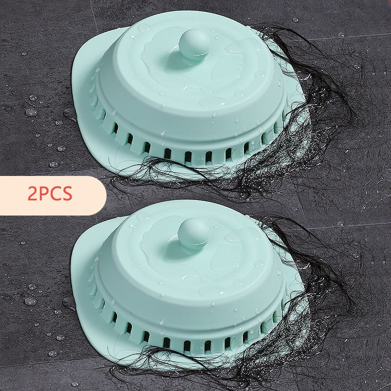 Juego de filtro de Gel de sílice para fregadero de baño, cubierta de drenaje de suelo de ducha Universal, evita la obstrucción del cabello, desodorante, accesorios de cocina: 2 pcs Light Green