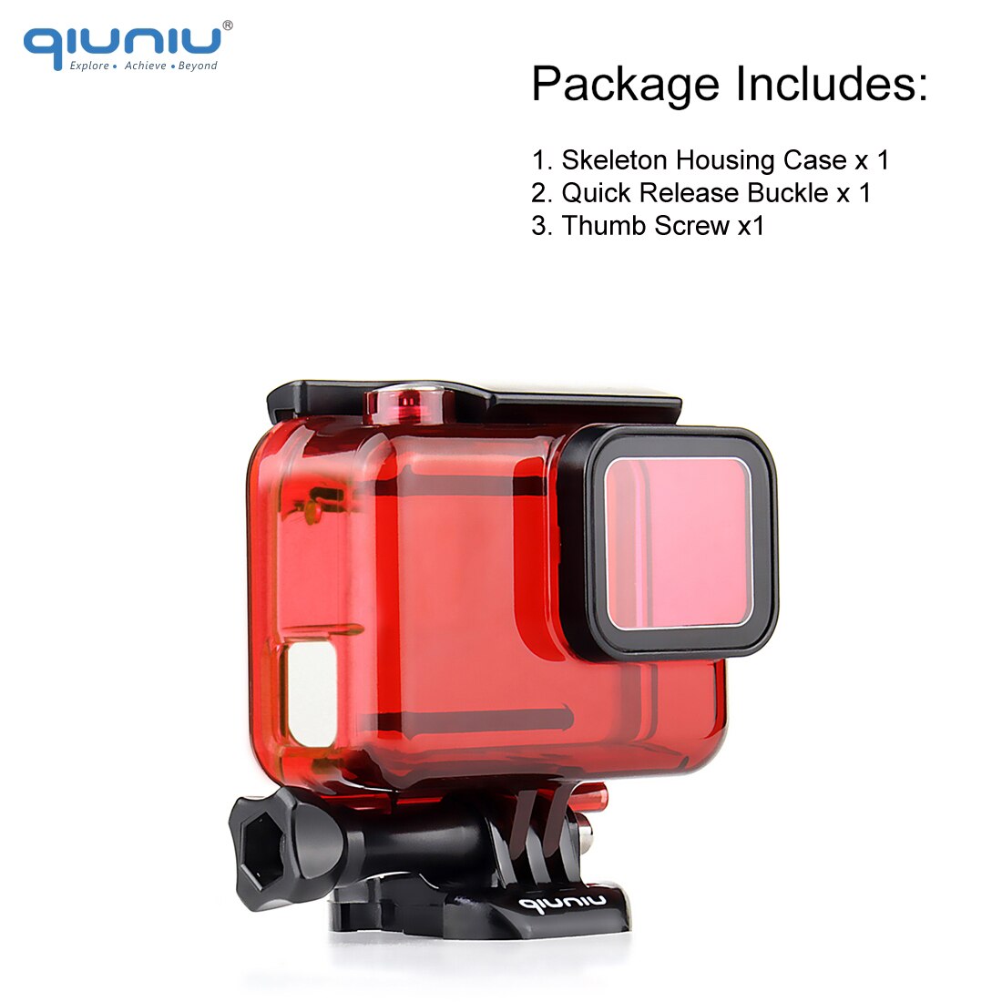 Qiuniu voor gopro hero 7/6/5 zwarte beschermende skeletbehuizing, zijwaartse open behuizing voor gopro 5 6 7 zwarte behuizing accessoires: Rode open koffer