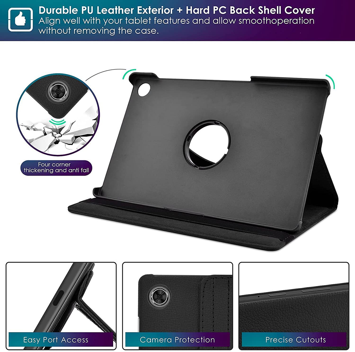 Voor Realme Pad Case 2021Case,360 Graden Draaien Stand Tablet Cover Voor Realme Pad 10.4 Inch Stand Pu Lederen Beschermhoes