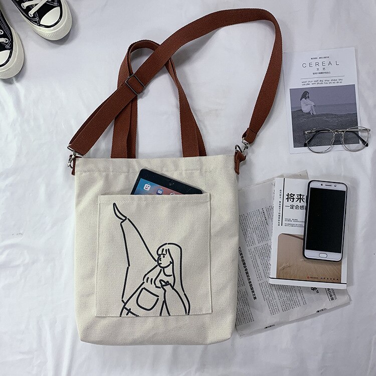 Stijl Messenger Bag Vrouwelijke Canvas Ins Leuke Grote Capaciteit Student Doek Schooltas Vrouwelijke Messenger Boodschappentas: A