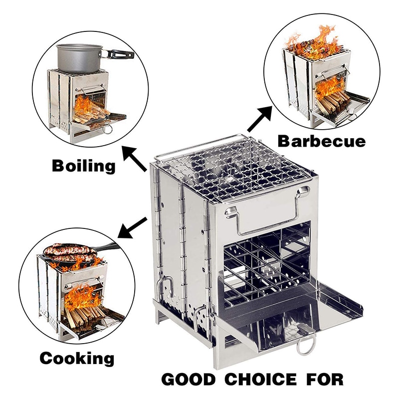 all'aperto mini Griglia Pieghevole in Acciaio Inox barbecue barbecue Stufa di Legno Portatile Leggero di Cottura Pieghevole Zaino in Spalla di picnic