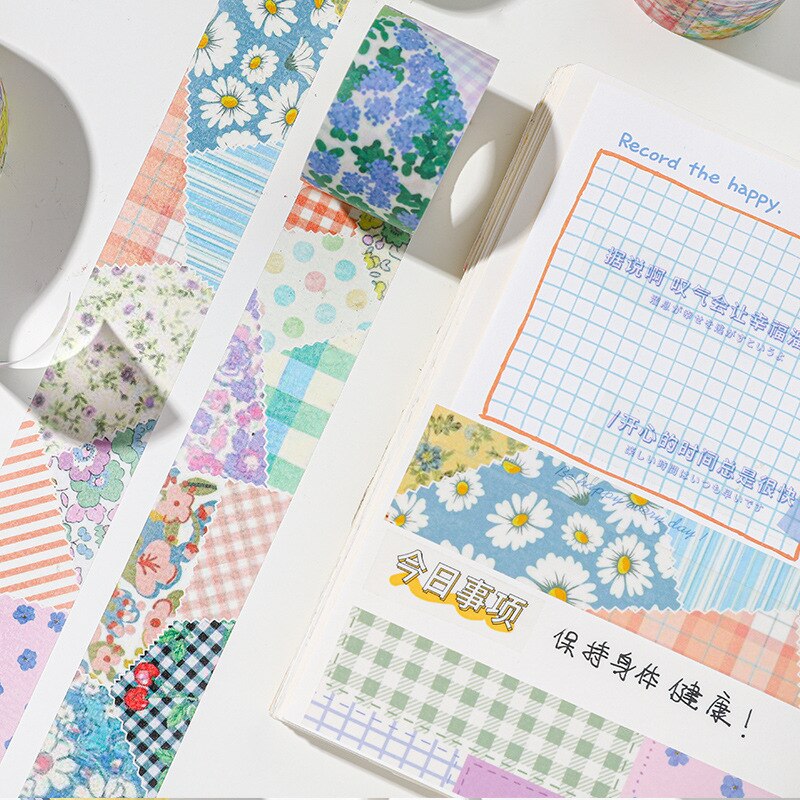 1 Roll Bloemen Washi Tape Decoratie Roll Diy Decoratieve Sticky Paper Masking Tape Zelfklevende Tape Plakboek Doorschijnend Tape