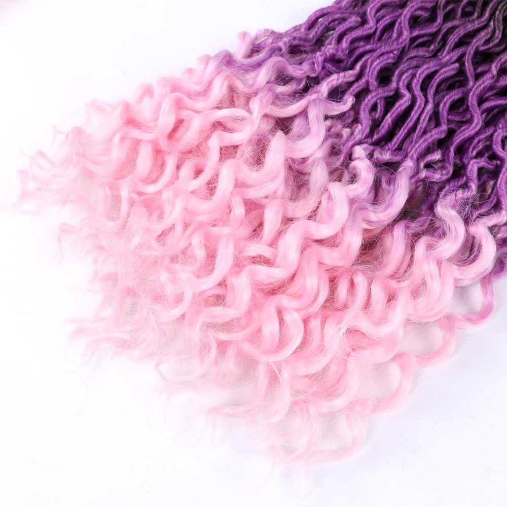 Trenzas de ganchillo onduladas postizas con extremos rizados postizos trenzados pelo de alta temperatura fibras sintéticas trenzas de ganchillo sintéticas