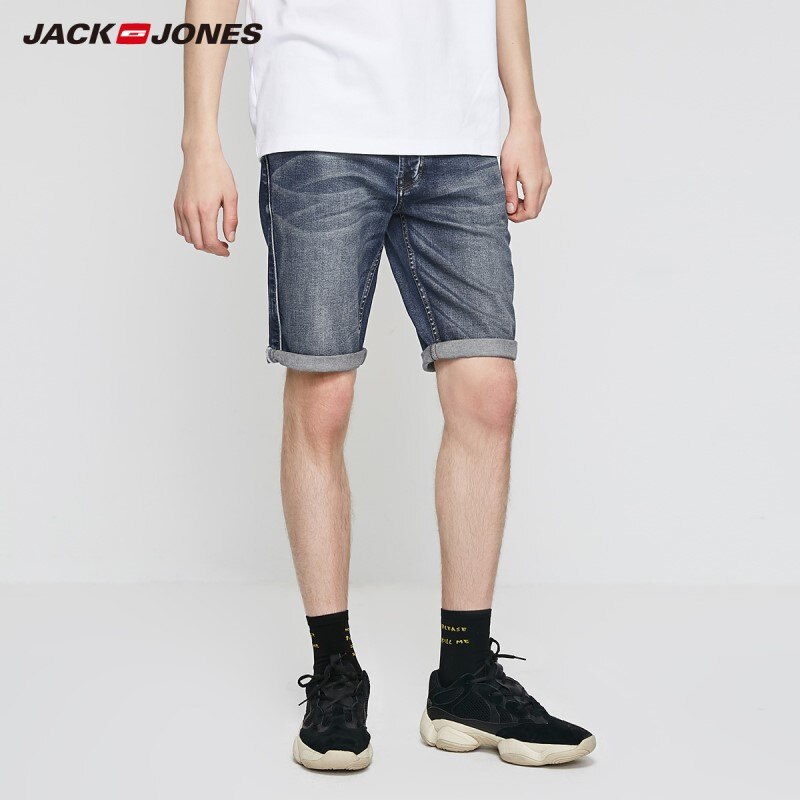 JackJones Men's Slim Straight Fit Stretch Cotton Denim Shorts|Streetwear 219243514: M