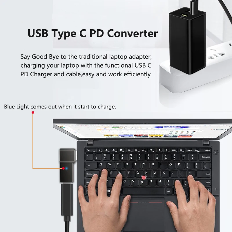​100W USB Type C Fast Charging Adapter Plug Connector Universal USB C Laptop Charger Converter for Dell Asus Hp Acer Lenovo