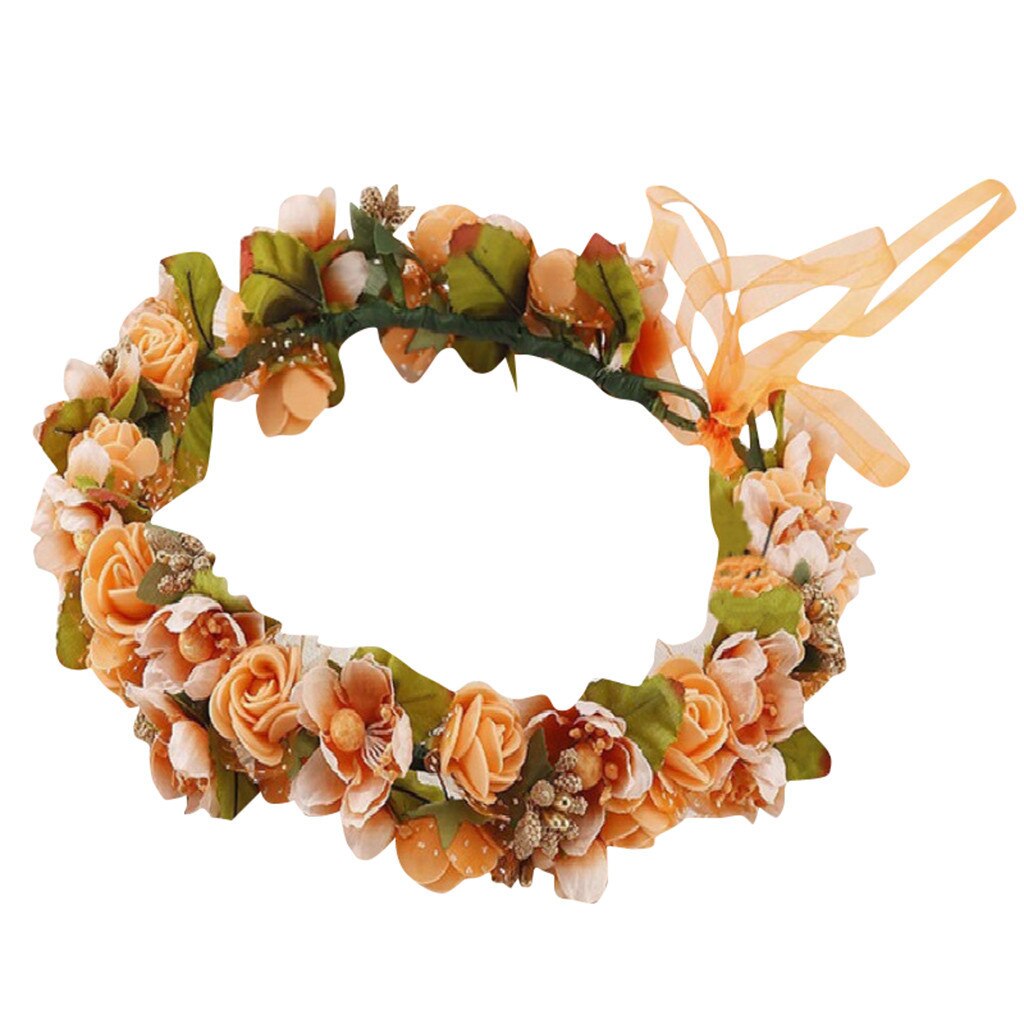 Ladies Bridal Flower Hair Circle Wedding Accessories Red Rose Hairpin Hair Jewelry weddings accessoire Bruids hoofddeksels: Orange