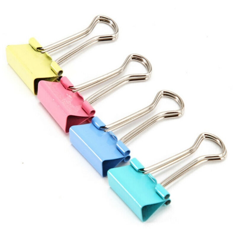Paper Clip File Clip 40pcs Foldback Metal Binder Clip 40X 30mm Colorful Grip Clamps Office School Stationery Paper Document Clip