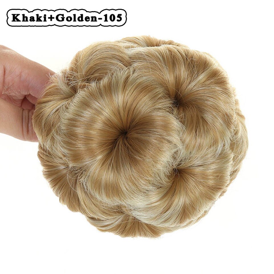 AILIADE 9 Colors Flower Style Synthetic Curly Hair Bun Donut Chignon Clip In Hairpiece Extensions Black Brown Golden Red: 105