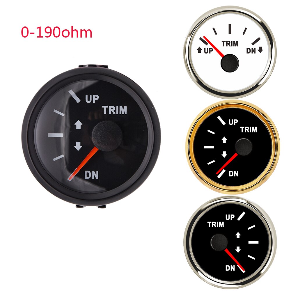 52mm up dn trim mätare 0-190 ohm båt trim mätare marin trim tilt indikator för inombords utombordsmotor bil motorcykel trim mätare