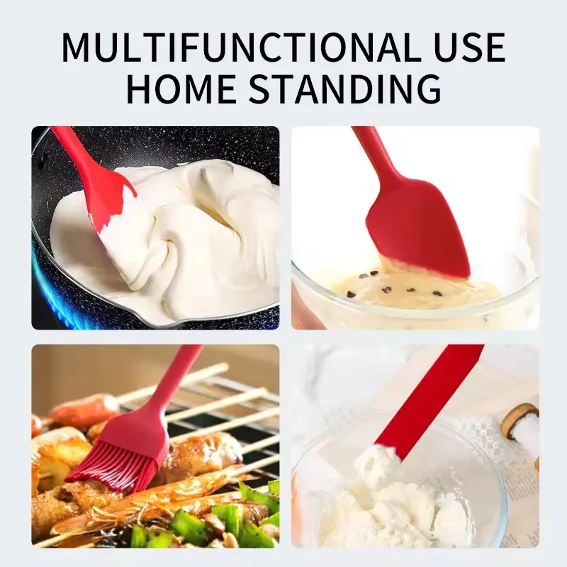 Silicone Cake Spatula Scraper Set Non-Stick Heat-Resistant Turners Spatulas Oil Brush Kitchen Baking Cooking Mixing Kitchenware