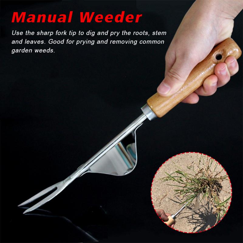 Manual Weeder Fork Metal Hand Garden Wood Handle Digging Puller Weeding Tool Home Garden Transplanting Digging Tools