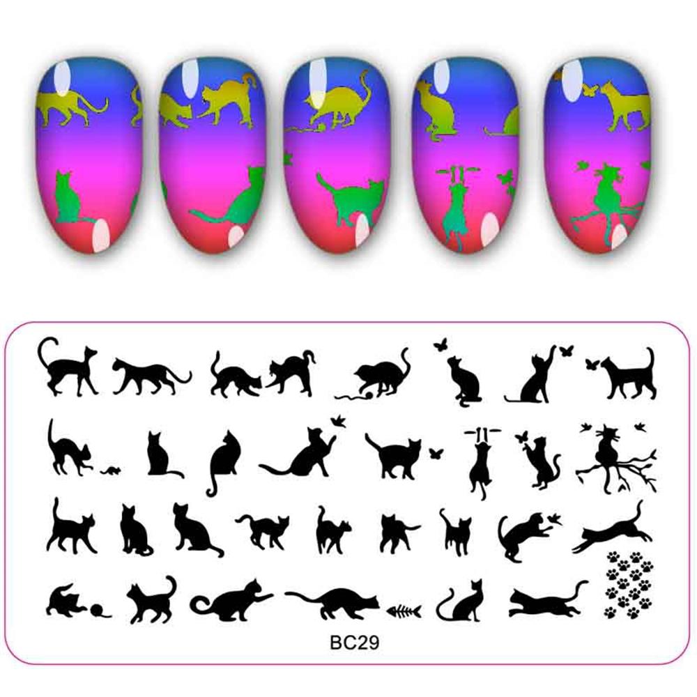 Fuld skønhed halloween kranium ben ugle edderkop jul negle stempling plade manicure billede skabelon festival negle stencil 12*6cm: Bc29