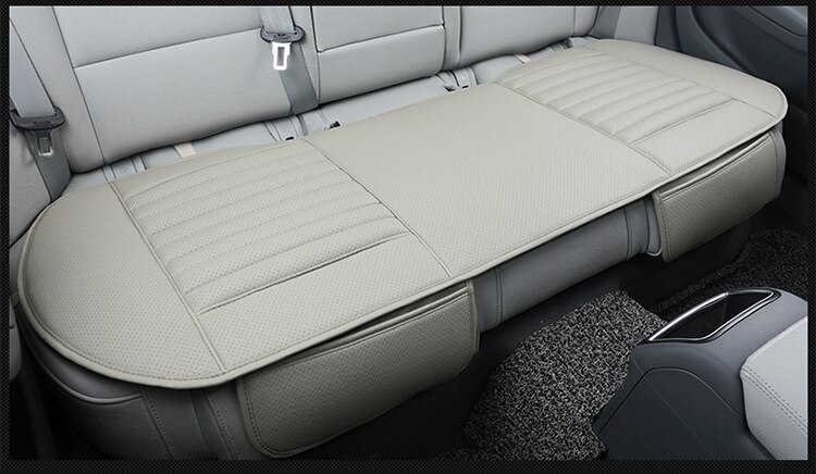Funda de cuero PU para asiento de coche, almohadilla protectora antideslizante transpirable para las cuatro estaciones, Universal, conjunto de fundas para asiento de coche: PQ187GreyRear