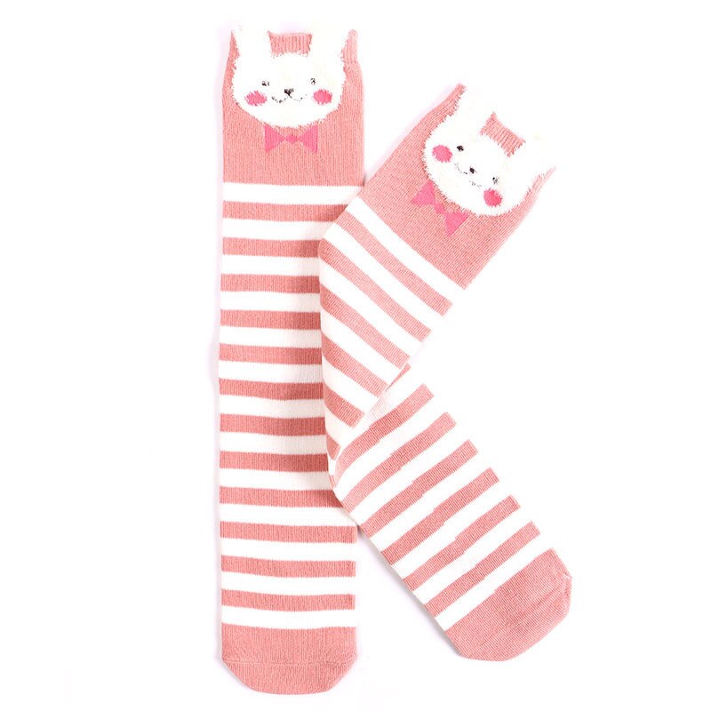 Cute Panda Kids Baby Socks Knee Girl Boy Baby Socks Animal Dot Soft Cotton Socks Striped Children Spring Summer Sock: strip rabbit