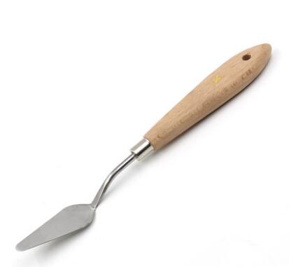 1 Uds pintura mezcla espátula de acero inoxidable espátula paleta cuchillo raspador de pintura al óleo paleta de artistas cuchillo Flexible herramienta de arte: Beech scraper