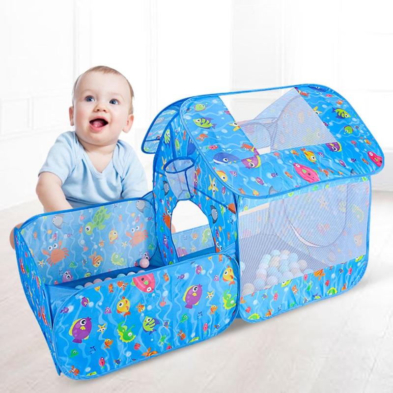 3 pièces/ensemble enfants tente maison jouer jouets pliable enfants ramper Tunnel Portable tir océan piscine fosse jouet bleu dessin animé jouer tente