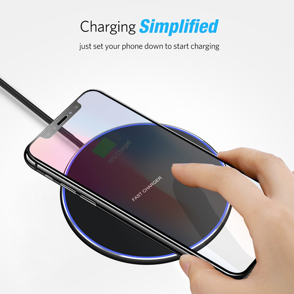 Qi Draadloze Oplader Voor Iphone 11 Pro X Xs Max Xr 8 Plus Airpods Pro 10W Snel Opladen Pad voor Samsung S10 S20 S9 Galaxy Note 10