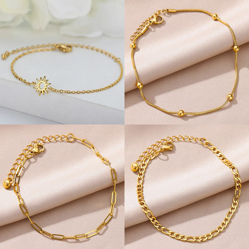 Zon Holle Armbanden Voor Vrouwen Mannen Rvs Hand Chain Vintage Zonnebloem Enkelbandje Boho Voet Sieraden Cadeau Accessoires