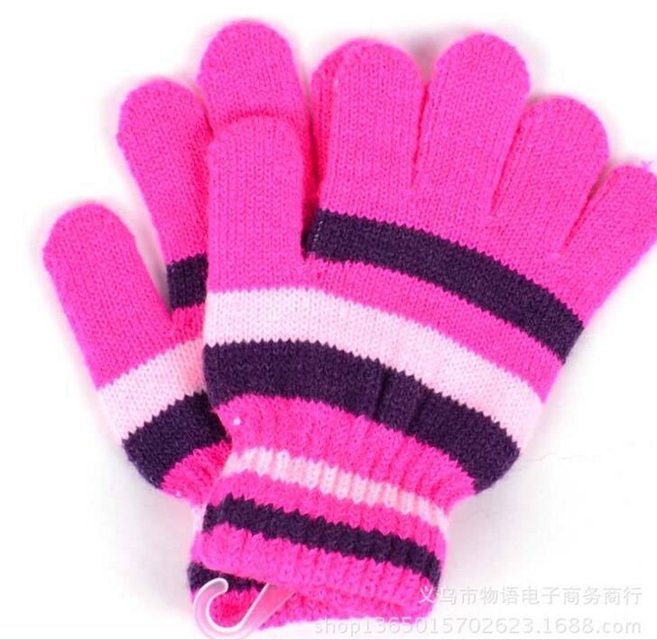 Di modo di Nuovo per Bambini Guanti per Bambini Della Ragazza Dei Ragazzi del Panno Morbido Morbido Pieno Guanti Dito Caldo Inverno Accessori per Bambini Guanti per Bambini: rosa guanti