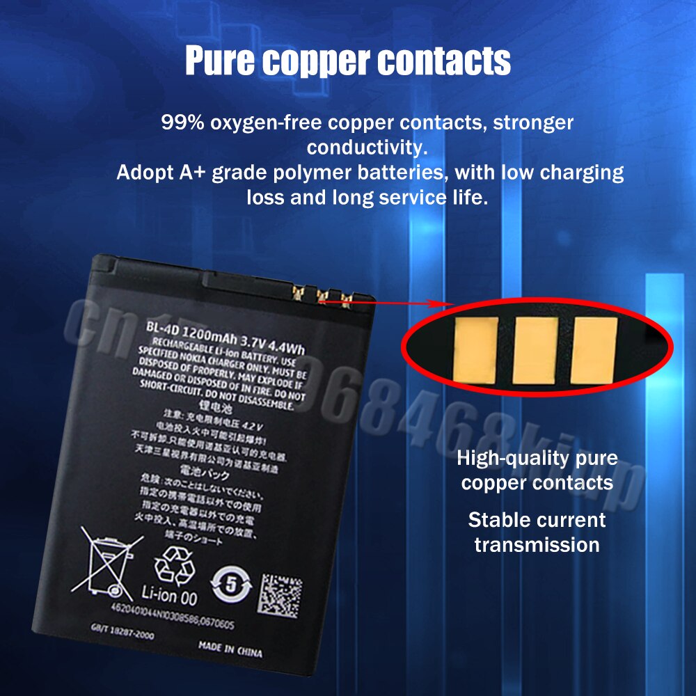 BL-4D-batería de litio recargable BL 4D BL4D de 1200mAh para Nokia Mini, E7, E7-00, N5, N8, N8-00, E5, E6, E5-00, 702T, T7-00, 803, N803