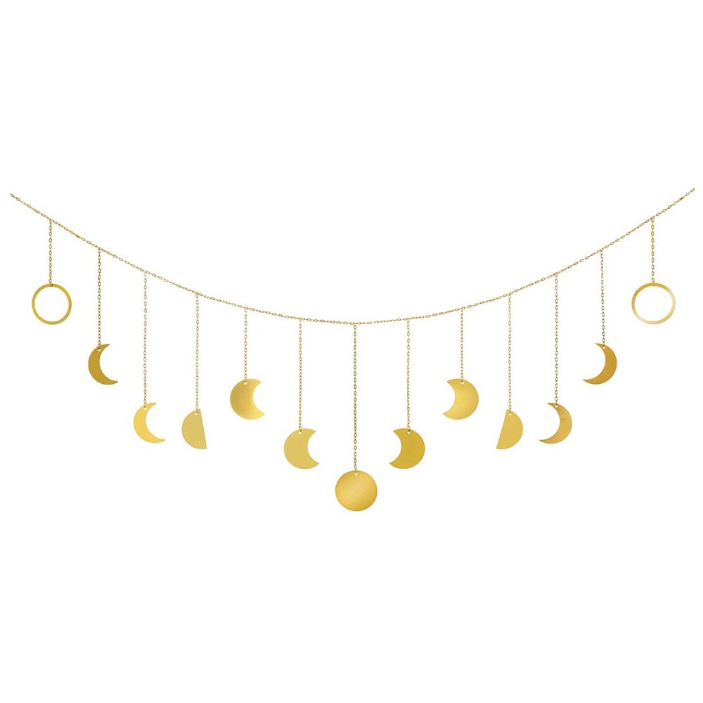 Lune brillant Phase guirlande décoration chaînes or tenture murale ornements pratique appartement fond décoration murale: A