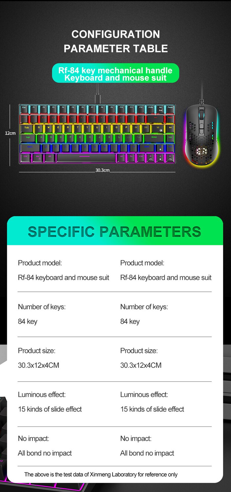 Wired RGB Backlit Gaming Keyboard and Mouse Mechanical Mini Keyboards Ergonomic 6400DPI Mouse for Lenovo/XiaoMi PC Computer