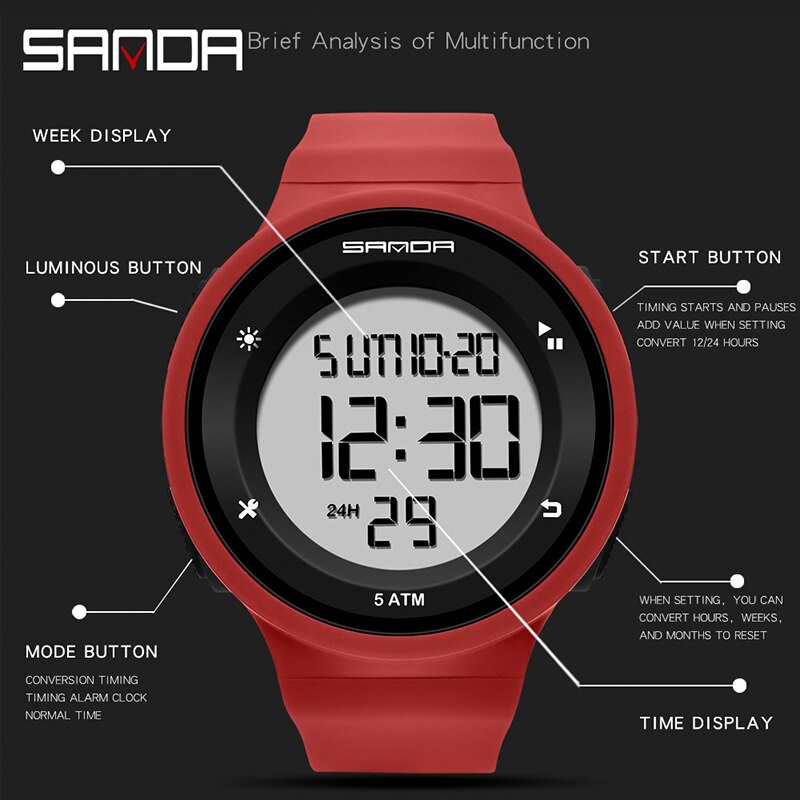 Digitale dameshorloges, jongens, meisjes, studenten, led siliconen horloge, roze, mooie digitale dameshorloges, alarm, vrouwelijke relogio