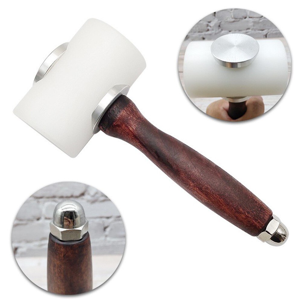 Leather Nylon Mallet Hammer Wooden Handle For Leathercraft Carving Stamping Sew Leather Cowhide Installation Tool