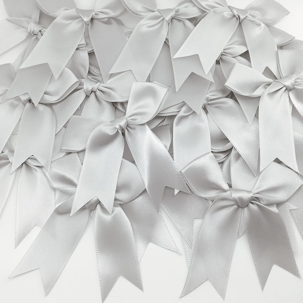 50 Uds. De lazos de cinta satinada de 85x85mm, decoración para manualidades, , sombreros de flores, ropa DIY, bolsas para tarjetas de invicación de boda, decoración de
