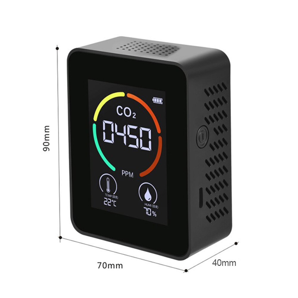 Medidor de CO2 portátil 3 en 1, probador de Sensor de temperatura y humedad, Monitor de del aire, Analizador de dióxido de carbono, Gas, TVOC, Detector de co2: 1