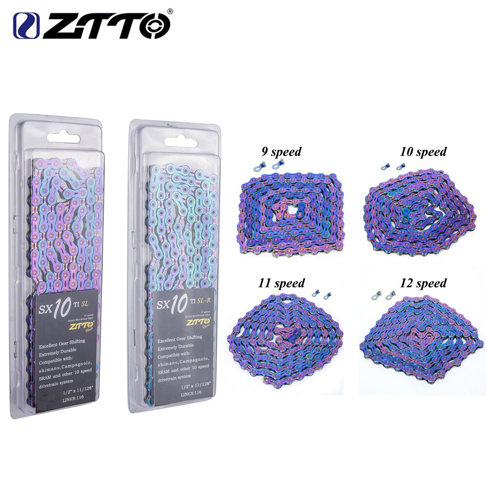 ZTTO 9/10/11/12 Speed Bicycle Chain Mountain Road Bike Variable Speed Chain MTB Chain 116 Section Steel Half Hollow Bike Chain